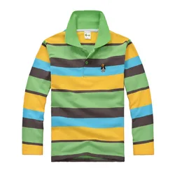 High quali Boy Polo Shirt Brand Children's Warm Cotton Solid Color lapel long Sleeve short-sleeved Stripe T-shirt 3-14 years old