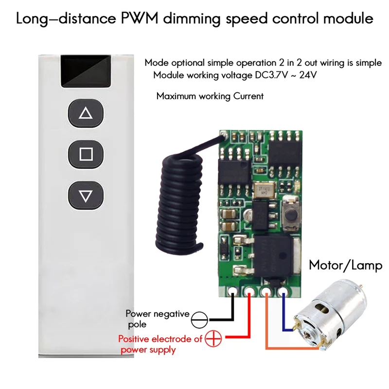 1 szt. Kontroler bezprzewodowy Regulator prędkości silnika prądu stałego 3.7-24V moduł wysokiej napędzana mechanicznie