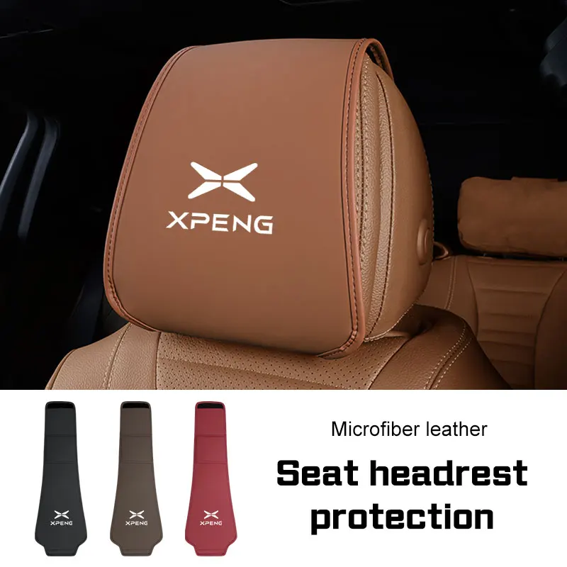2026 For Xpeng P7/P7i/P5/G3/G3i/G6/G9/X9/MONA M03 Car Seat Headrest Protective Cover Car Styling Microfiber Leather Accessories