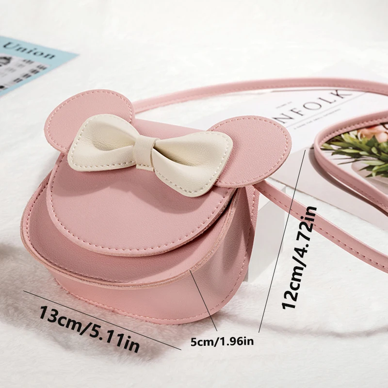 Little girl toddler mini crossbody bag, single shoulder bag, zero wallet with cute mouse ear bow