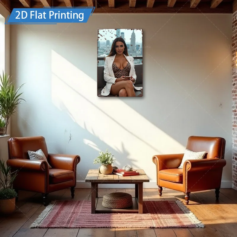 1 قطعة علامة معدنية ، 4x16 بوصة "الحديثة سيتي سكيب امرأة الفن ريفي المعادن جدار ديكور لغرفة المعيشة" #5