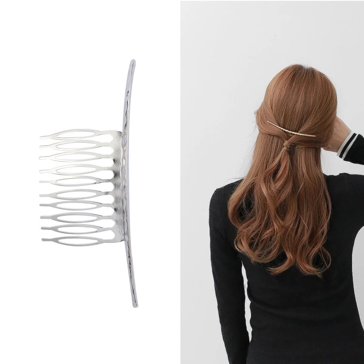 

Silver Hair Side Comb Clip Alloy Durable Light Metal Hairpin for Women Bridal Veils Tiaras Daily Hair Accessories