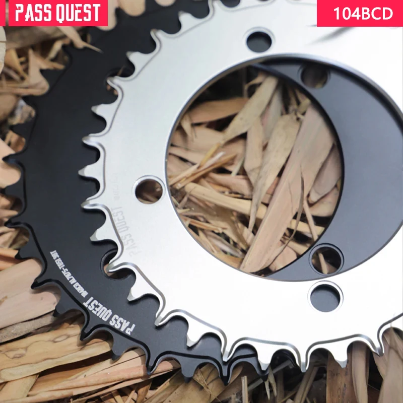 

PASS QUEST 104BCD Narrow Wide Chainring Round Aero Chainwheel Mountain Bike Road Bike 32-48T Bicycle Chainring