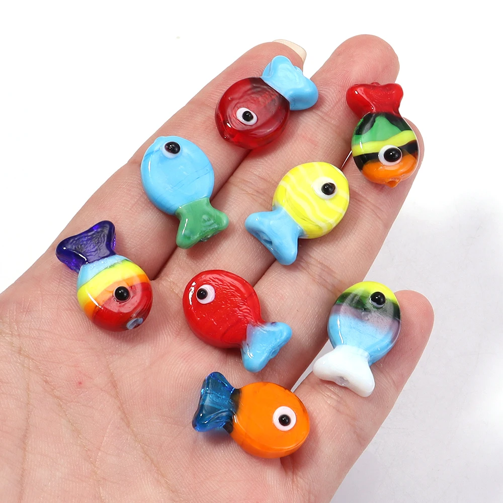 

2pcs Personality Animal Charm Fish Beads for Jewelry Making Supplies Glass Spacer Loose Bead DIY Women Men Accessories Component