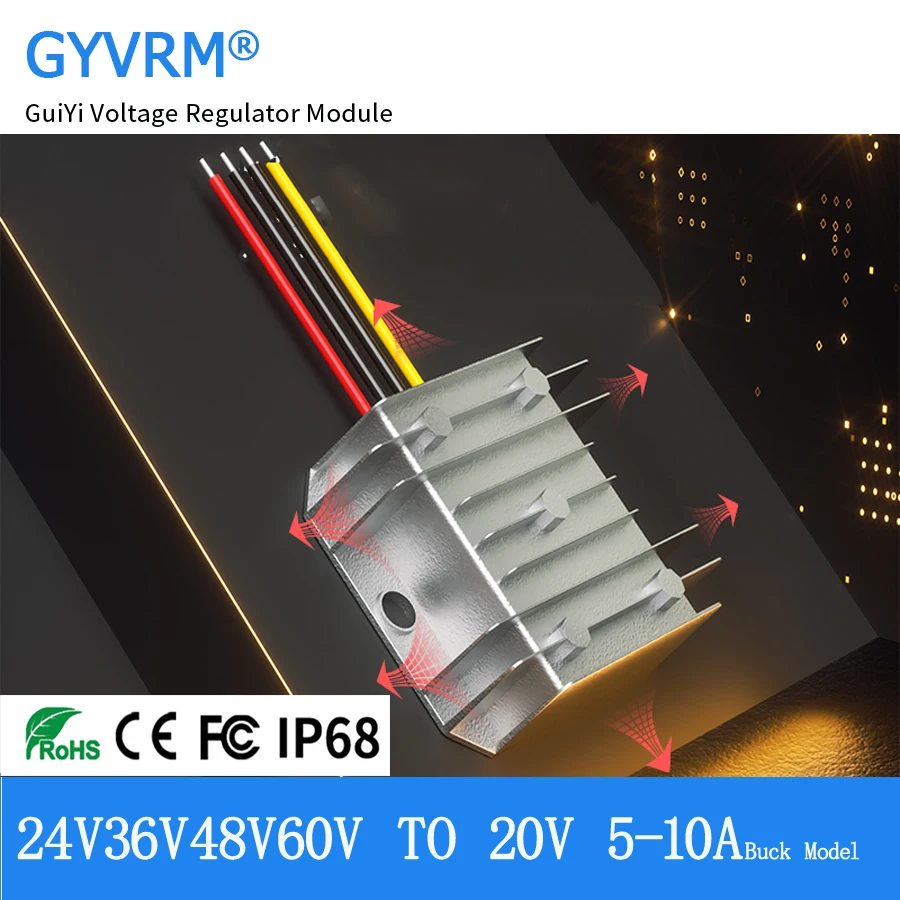 

GYVRM 24V to 20V 5A 6A 8A 10A Step Down DC-DC Converter Buck Car Laptop Power Supply Charger 36V 48V TO 20V 200W Buck Model