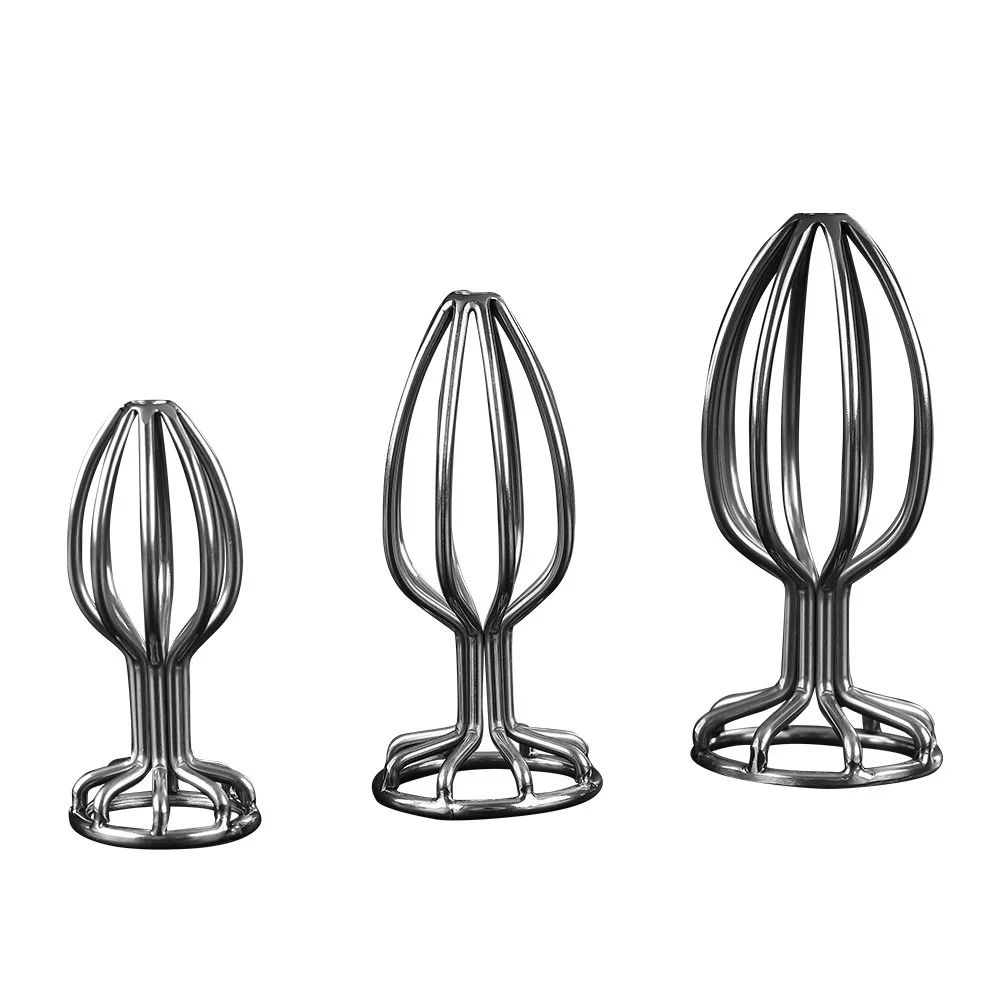 Stainless Steel Hollow Speculum Peeking Anal Beads Metal Butt Plug Expander Tunnel Transparent Anus Anal Dilator SM Gay Sex Shop