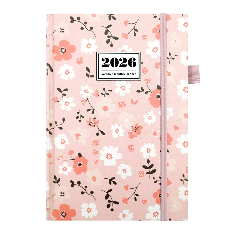 

English 2026 Schedule Planner Notepad 12 Months Efficiency To-do List Notebook Bookmark PU Leather Cover Diary Writing Pads