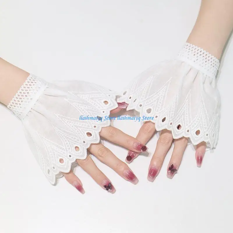 573B Fashionable Hollow Out False Hand Sleeves Ruffled Gothic Costume Accessory For Photography And Seasonal Styling