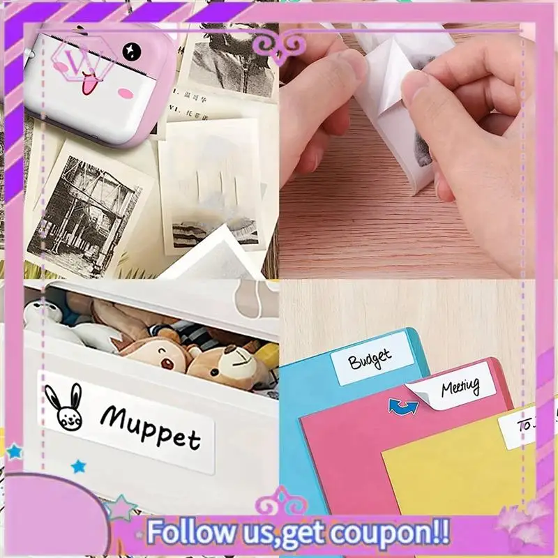 Etichette autoadesive in carta adesiva per mini stampante termica da 20 pezzi in bianco e nero per tutte le stampanti fino a 57X30 mm