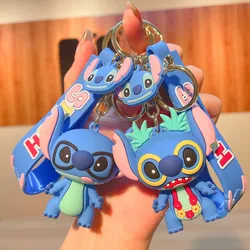 Disney Cartoon Cute Lilo & Stitch portachiavi con ciondolo in Silicone per donna uomo Fans Kawaii Scrump Angel portachiavi per zaino chiavi per auto