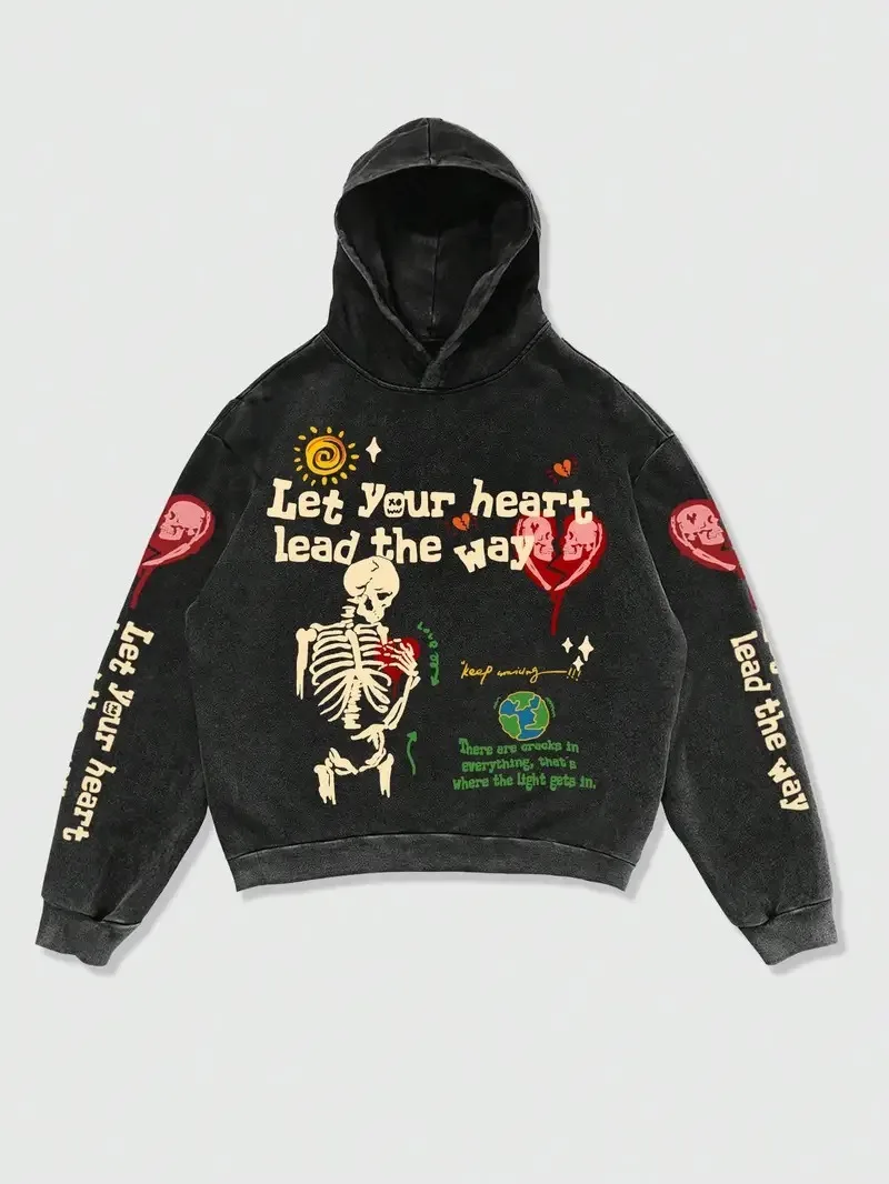 

Street Hip-Hop Hoodie Fashion Patchwork Hoodie Trendy Unisex High-Quality Spring and Autumn Loose Y2K Patchwork