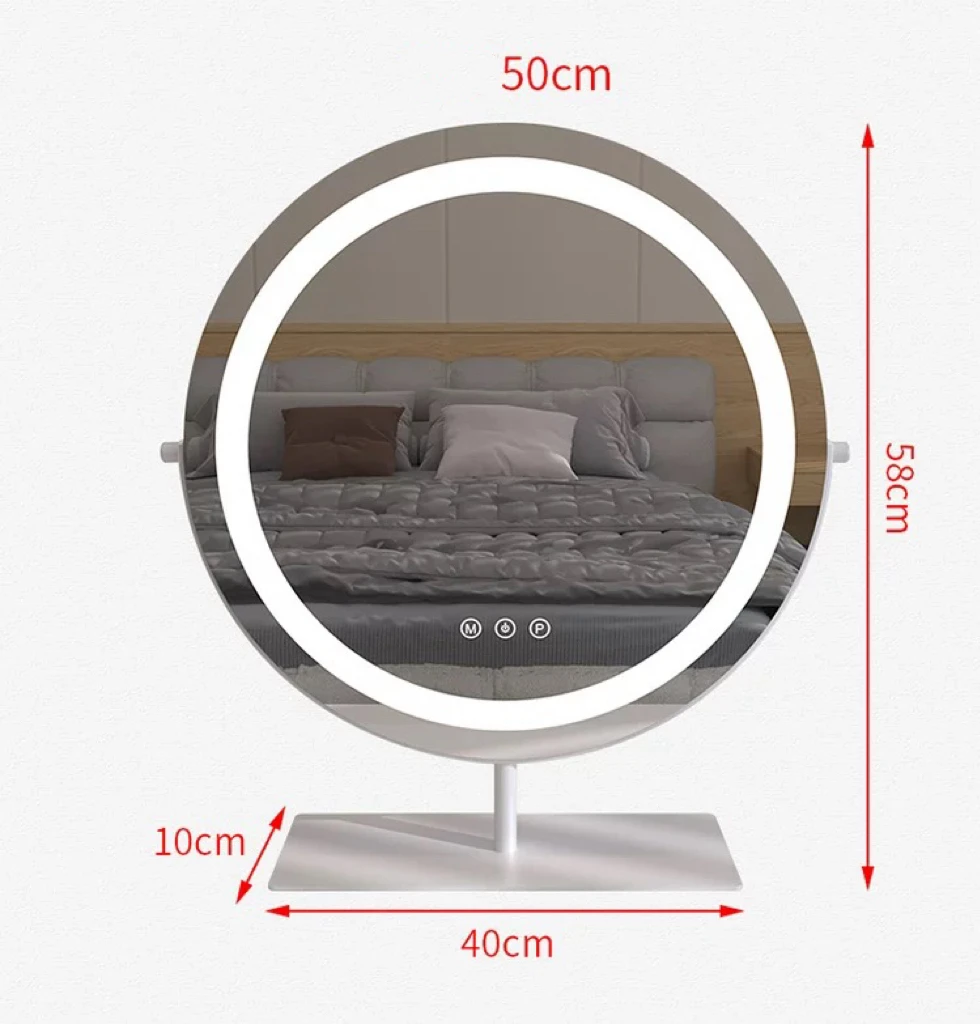 조명이있는 조명이 달린 화장대 메이크업 거울 3 색 조명 모드 10 배 확대 거울 스마트 터치 컨트롤 360 회전 360 회전 360 회전 360 회전 360 회전 360 회전 360 회전 360 회전