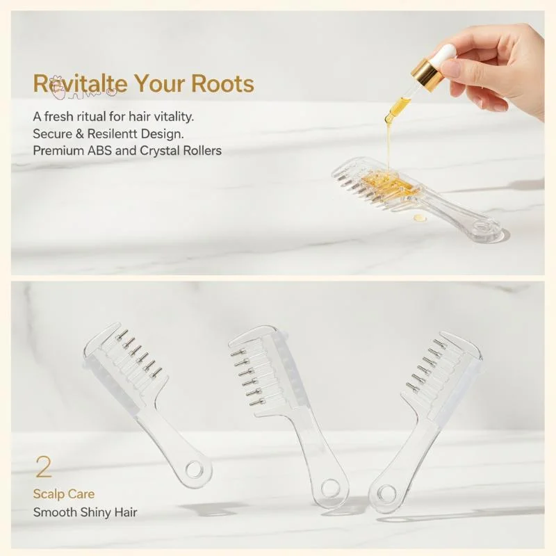 [H] Scalp Liquid Guide Comb Portable Head Applicator Massager Roller Ball Brush For Hair Growth Essential Oil Medicine Liquid