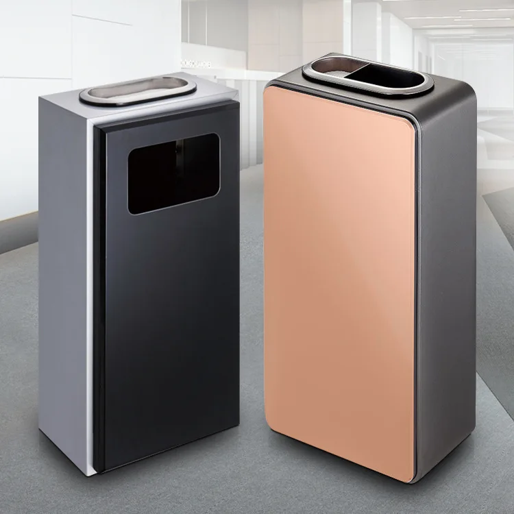 

Trash can Vertical aluminum alloy peel bucket with ash slot Hotel elevator room garbage