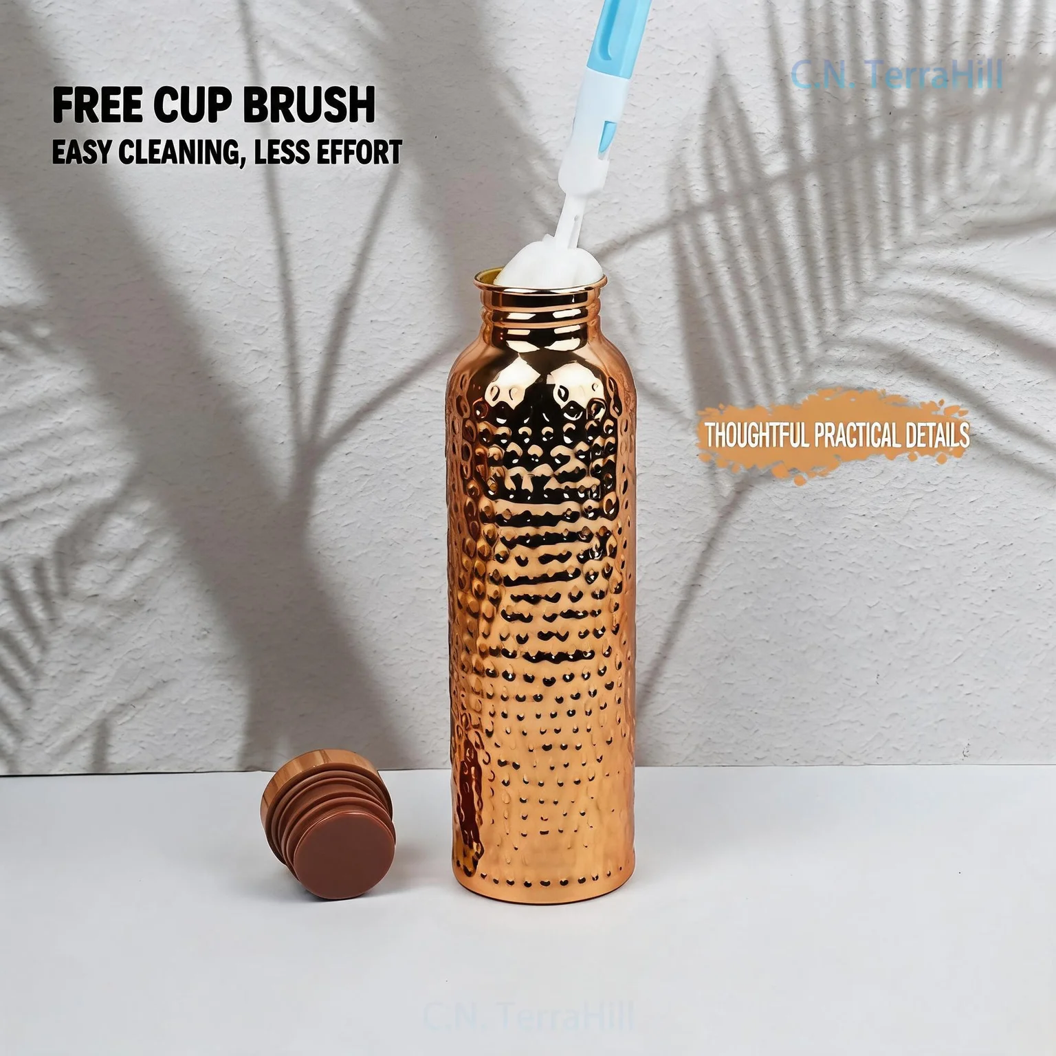 Sports Water Bottle Insulated - Borraccia Sportiva Isolata in Rame Martellato