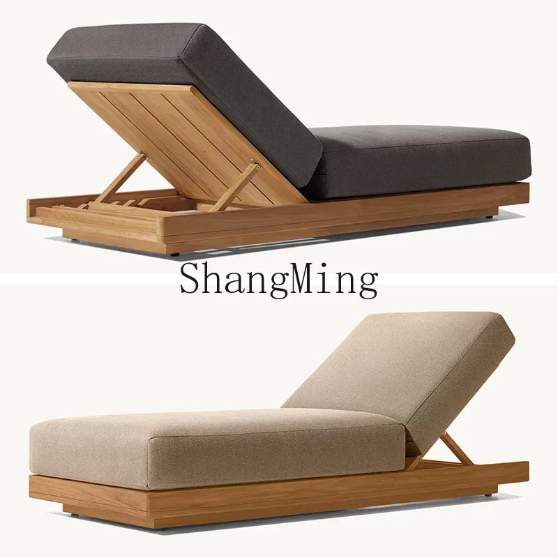 

FG Outdoor Teak Lounger Chair Outdoor Beach Solid Wood Lounger Villa Pool Beach Chair