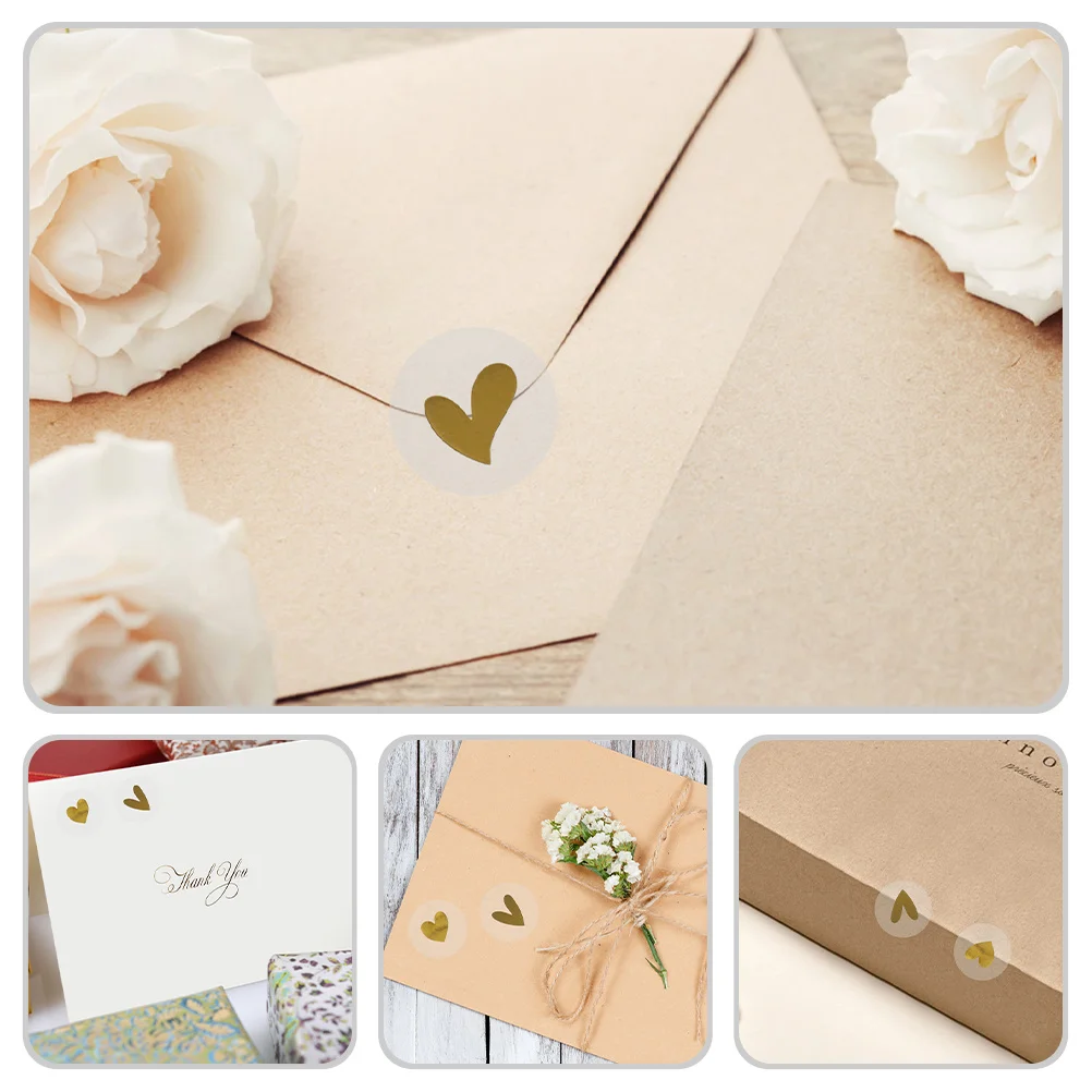 

3 Rolls Heart Seal Stickers Premium Material for Wedding Invitation Cards Gift Packaging Self Adhesive Decorative Label Sticker