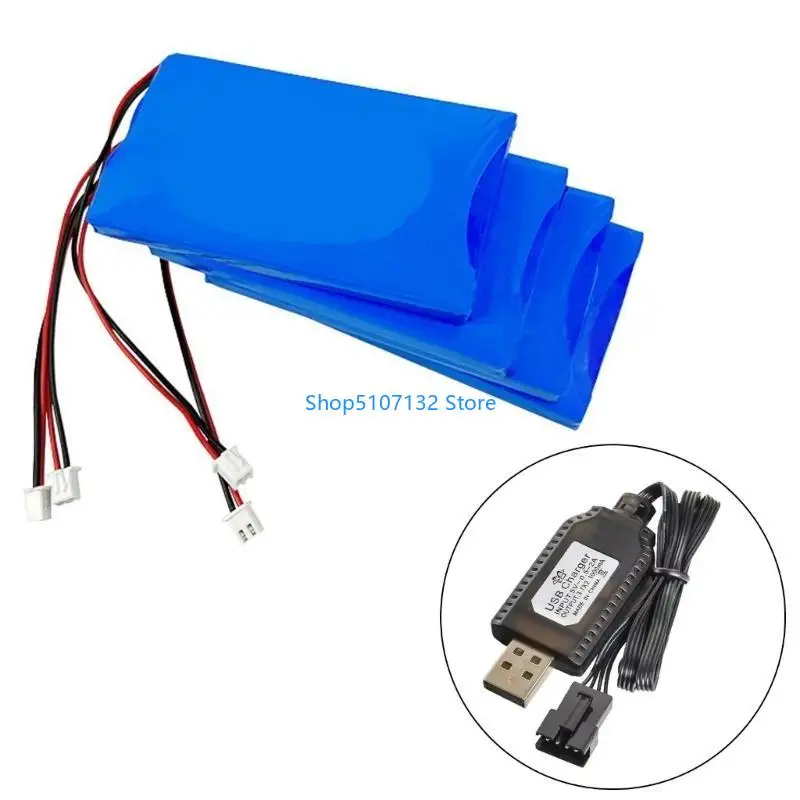 87HD Pack Of 2 USB Charging Cable SM2.0 4P Connectors for 7.4V LiPos Battery Vehicle