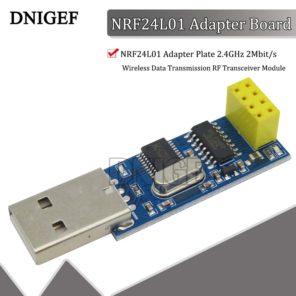 DNIGEF 1PCS NRF24L01 Adapter Plate 2.4GHz 2Mbit/s Wireless Data Transmission RF Transceiver Module 1.9-3.6V for Arduino Diy