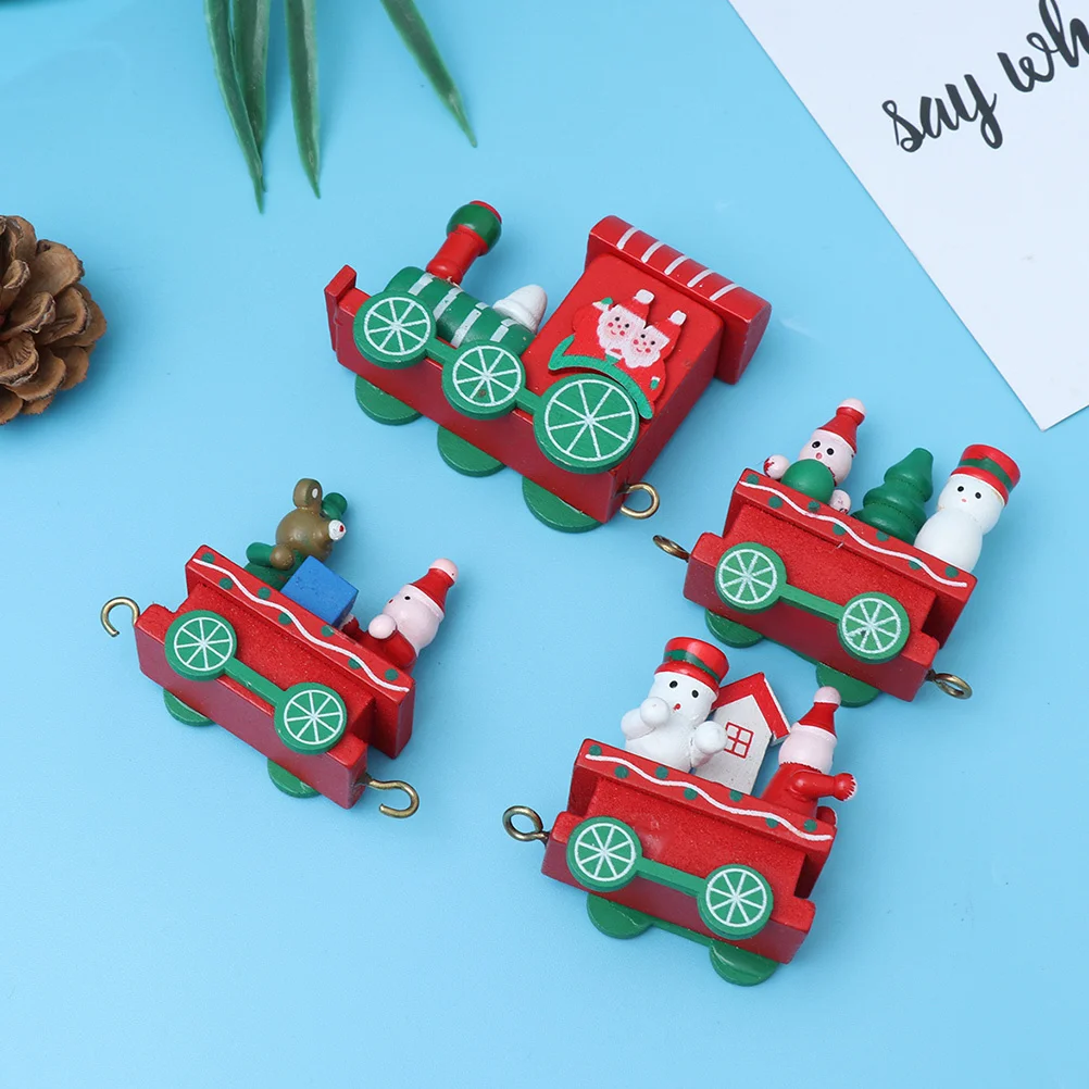 

2Pcs Wooden Train Ornaments Christmas Decorations Desktop Adornments High Quality Eco Friendly Materials Durable Safe