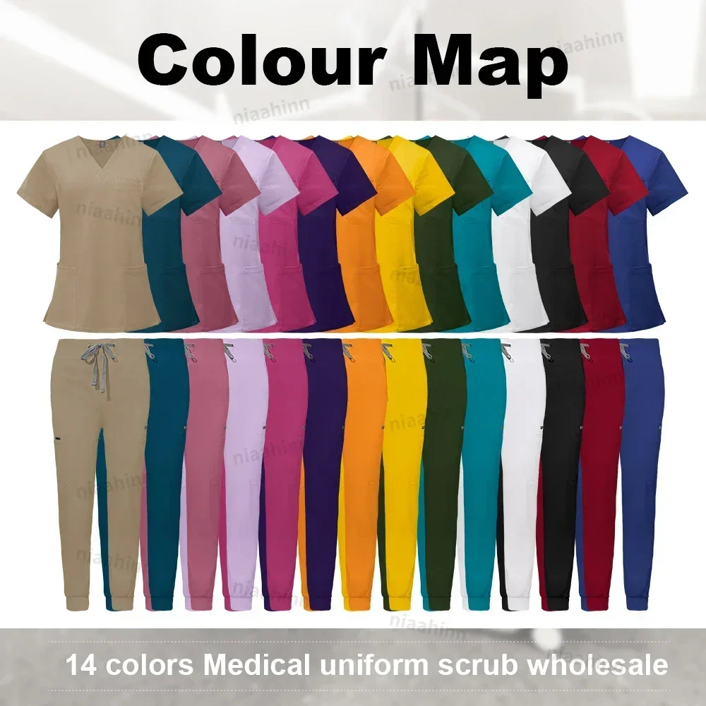 All'ingrosso infermieristica ospedale uniforme Scrub vestito scollo a V manica corta Scrub uniforme imposta infermieristica pediatrica assistenza sanitaria abbigliamento da lavoro uomo