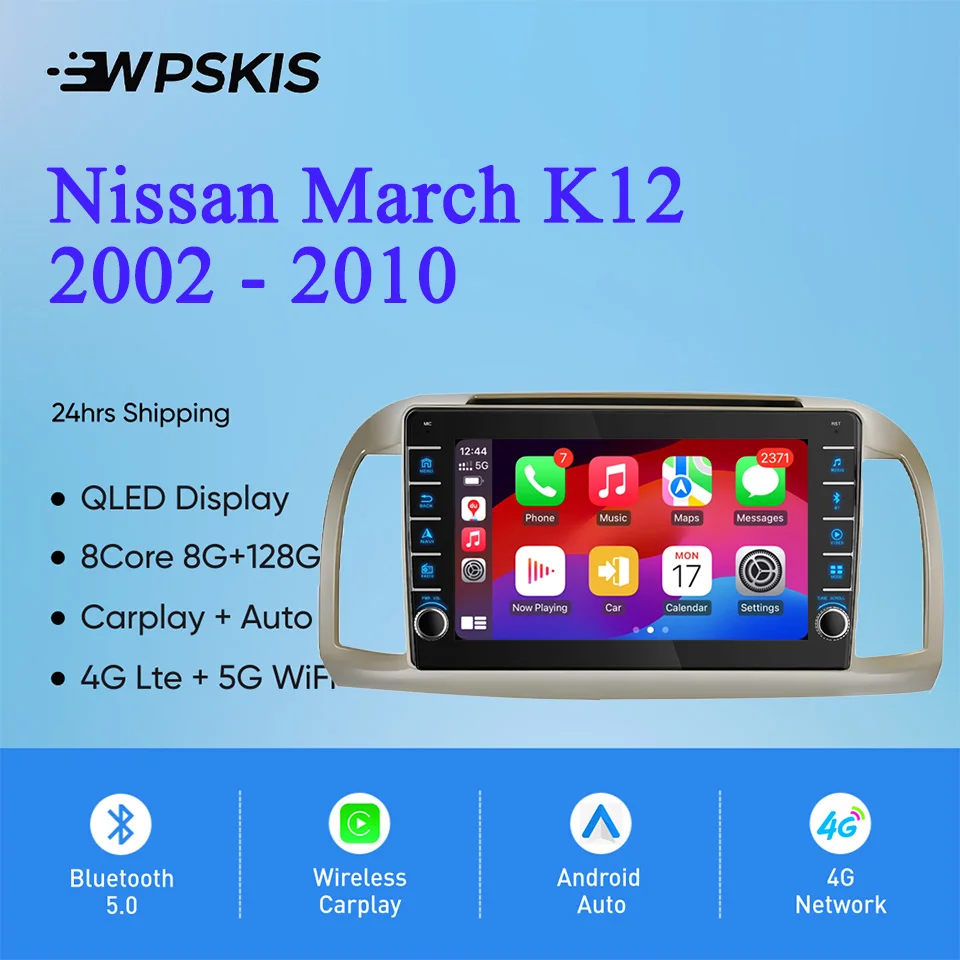 8G Ram 128GB QLED Radio de coche vídeo Audio A/V reproductor de música DVD GPS Navi HU para Nissan March K12 2002 - 2010 Carplay Auto DSP RDS