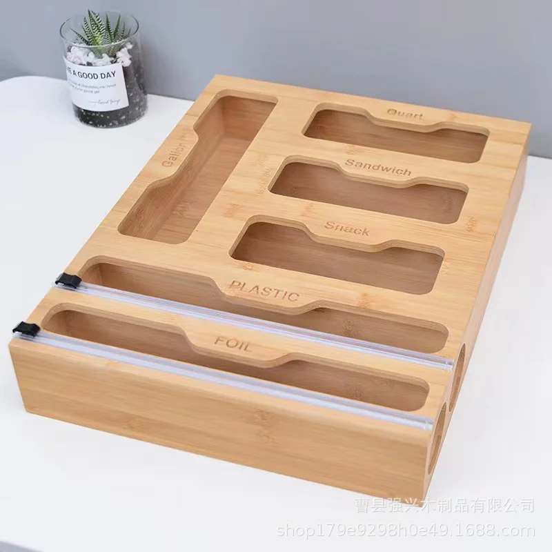 Bamboo Cling Film Cutting Box Wrap Dispenser Storage Dispenser for Aluminum Foil Dispenser Cling Film Holder Kitchen Accessories