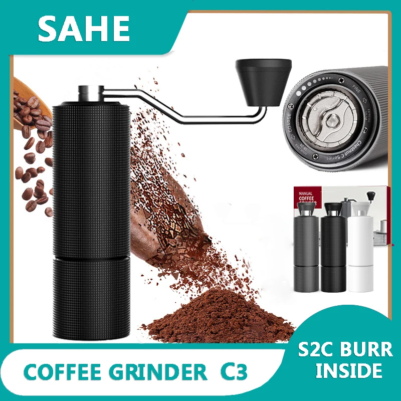 SAHE Chestnut C3 Manual Coffee Grinder S2C Burr Inside High Quality Portable Hand Grinder With Double Bearing Positioning