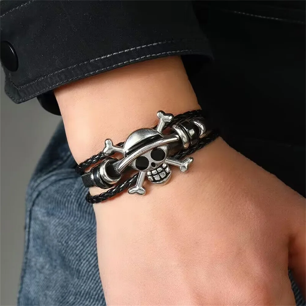 New jewelry simple creative alloy skull leather bracelet personalized Halloween bracelet bracelet ring