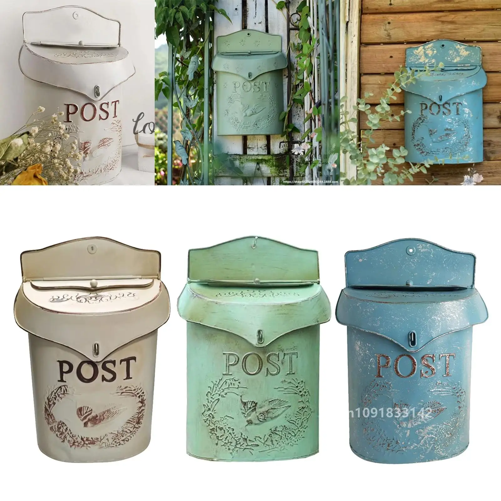 

Vintage European Rural Pastoral Style Wall Mount Mailbox Farmhouse Post Creative Newspaper Letter Box Waterproof Garden Decor