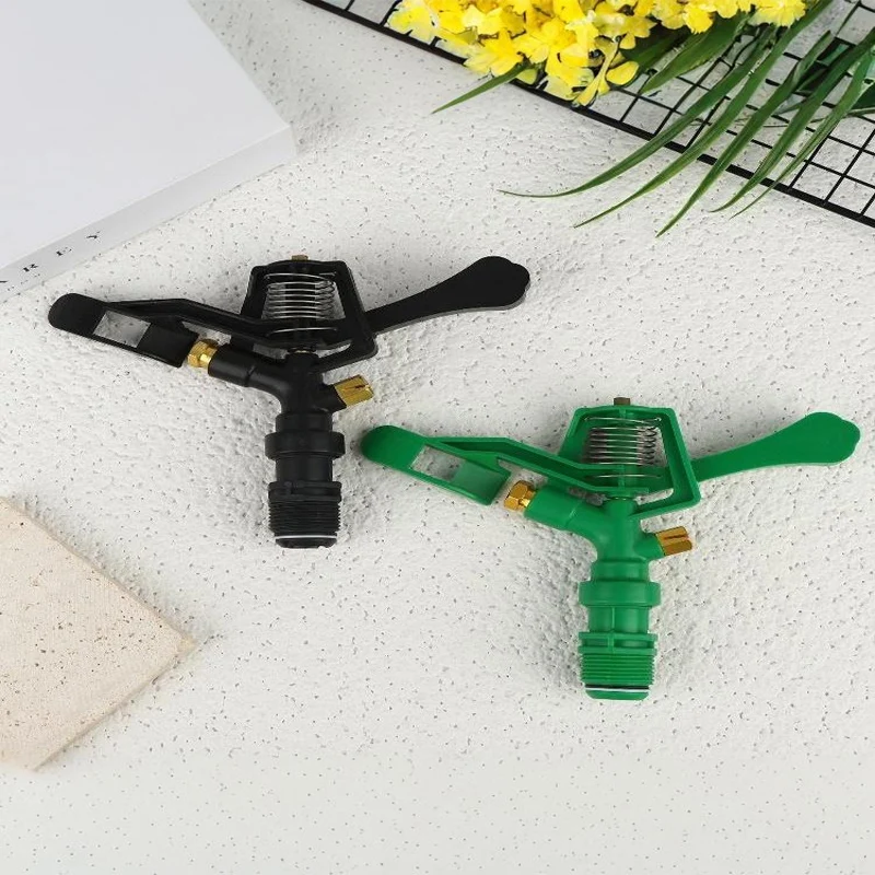 360 Degree Rocker Arm Sprinkler Nozzle Plastic Double Spray for Lawn Garden 34 Inch Male Thread Efficient Watering
