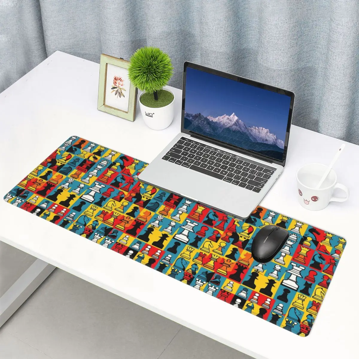 Large Mouse Pad Cartoon Chess Pattern Gamer PC Laptop Mats Keyboard Carpet Computer Gaming Office Accessories Desk Mat