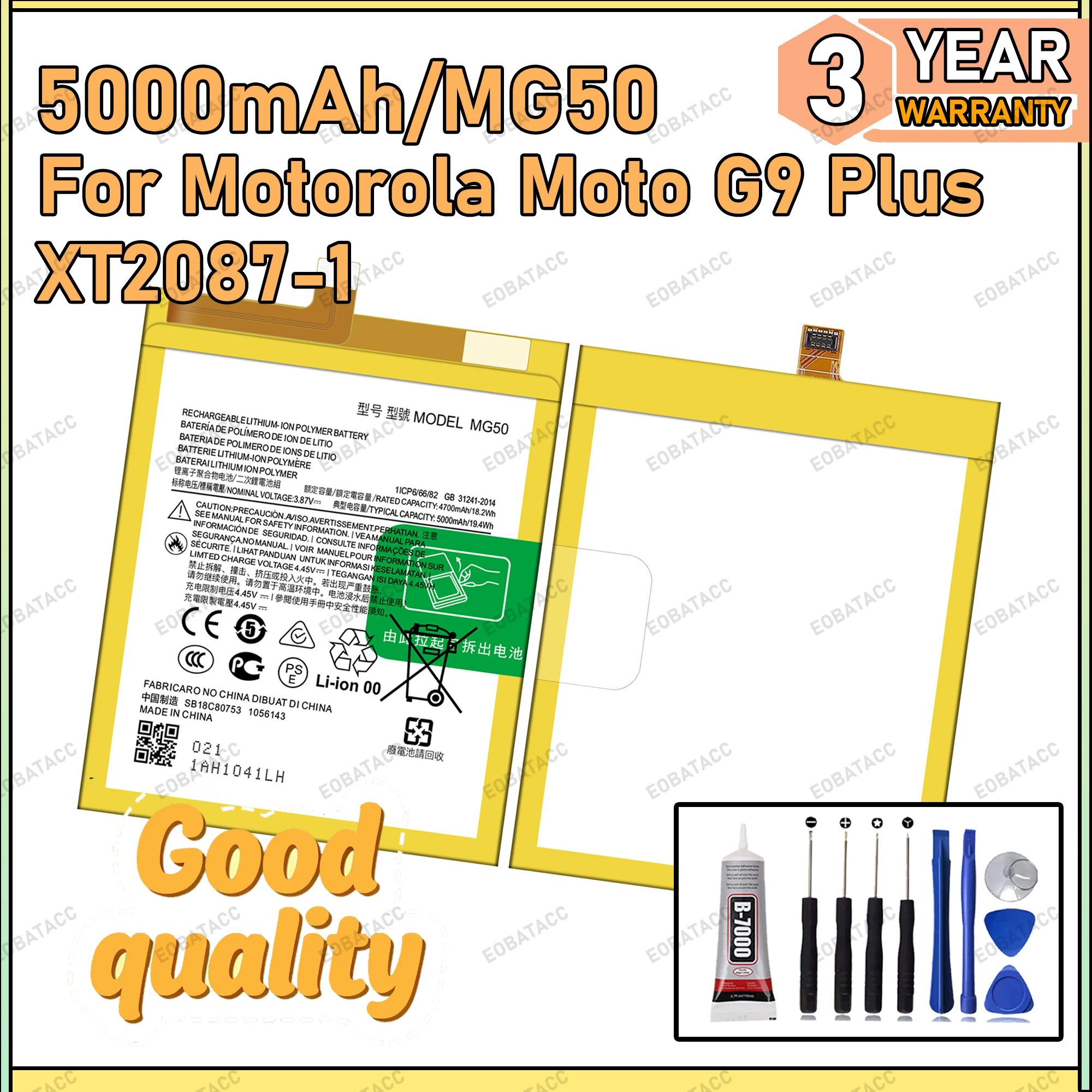 

100% New Zero Cycle MG50 Battery For Motorola Moto G9 Plus/XT2087-1 Bateria Battery+Free Tools