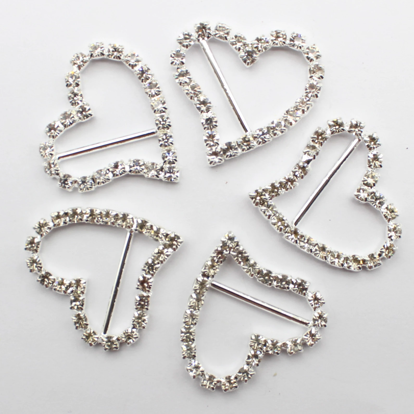 Manufacturer direct sales 5pcs/lot28mm silver bar rhinestone heart-shaped button scarf button DIY clothing shirt anti glare butt