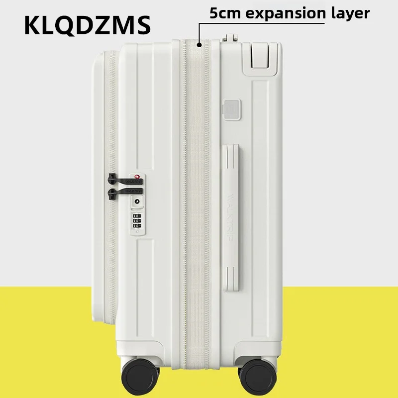 KLQDZMS USB شحن حقيبة 20 بوصة الجبهة افتتاح الكمبيوتر المحمول الصعود حالة متعددة الوظائف 24 "26" المرأة حقيبة تروللي بعجلات الأمتعة