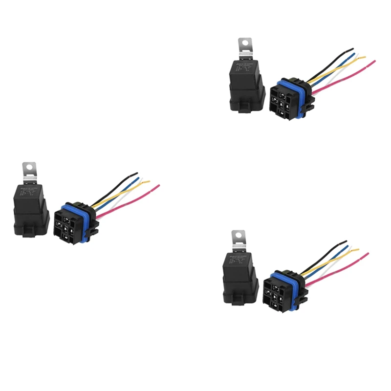 3X Waterproof Integrated Automobile Relay Dc/12V 40A Auto Relay & Socket 5 Pin