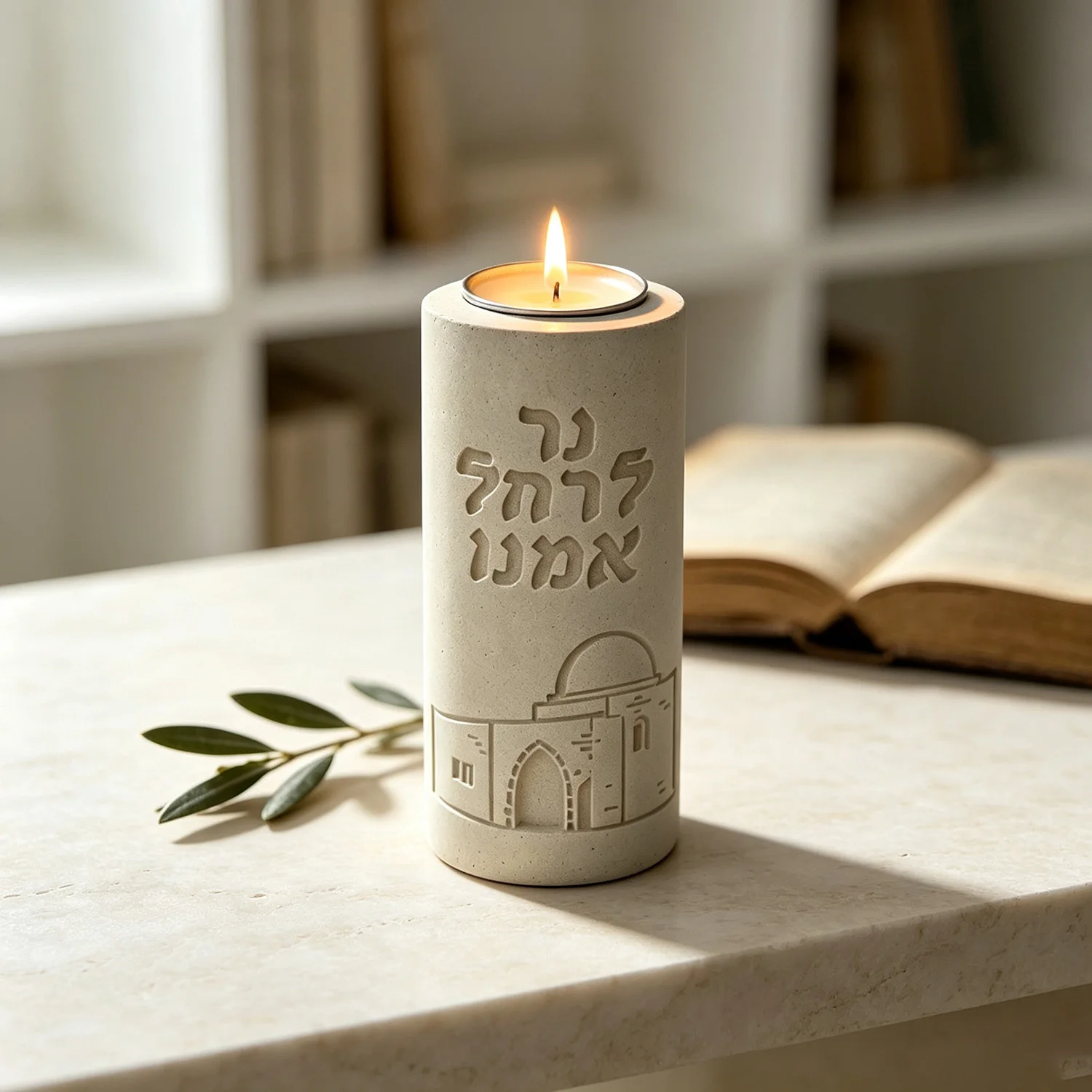 Silicone Mold For Rachel Imenu Memorial Candle Holder, Cement Yahrzeit Tealight Mold Hebrew Rachel Tomb Judaica DIY Craft