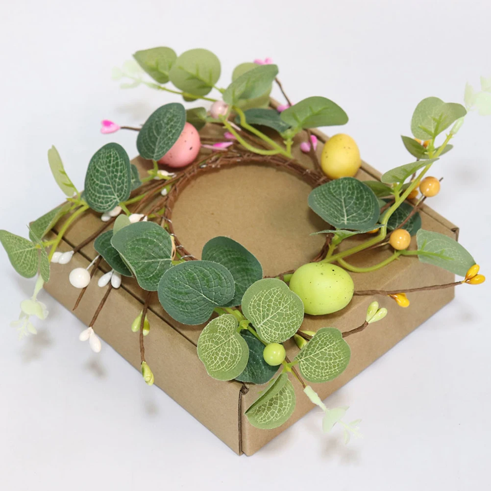 

Easter Wreath Mini Office naments Plastic Egg Party Eucalyptus Decor Home Artificial Greenery Ring Centerpiece Front Door