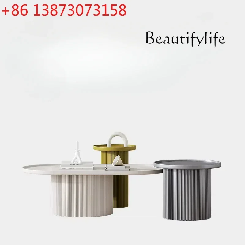 Simple Living Room Home Small Apartment Oval Coffee Table Designer Creative Height Combined Tea Table