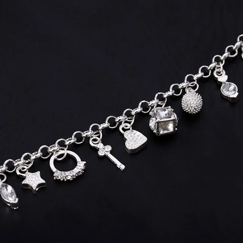 925 Sterling Silber Mode 13 Stück Anhänger Kette Charm Armband für Frauen für Teenager Mädchen Dame Geschenk Frauen Edlen Schmuck