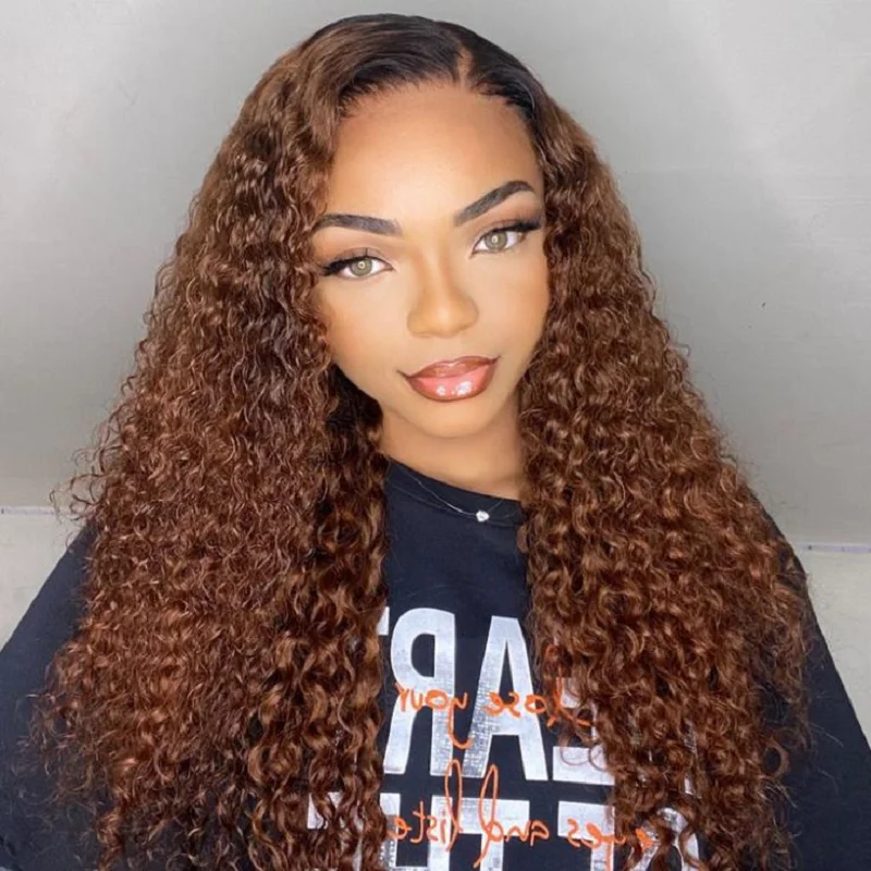 

Soft 26Inch Long Ombre Blond Kinky Curly 180Density Lace Front Wig For Women Baby Hair Glueless Preplucked Natural Hairline