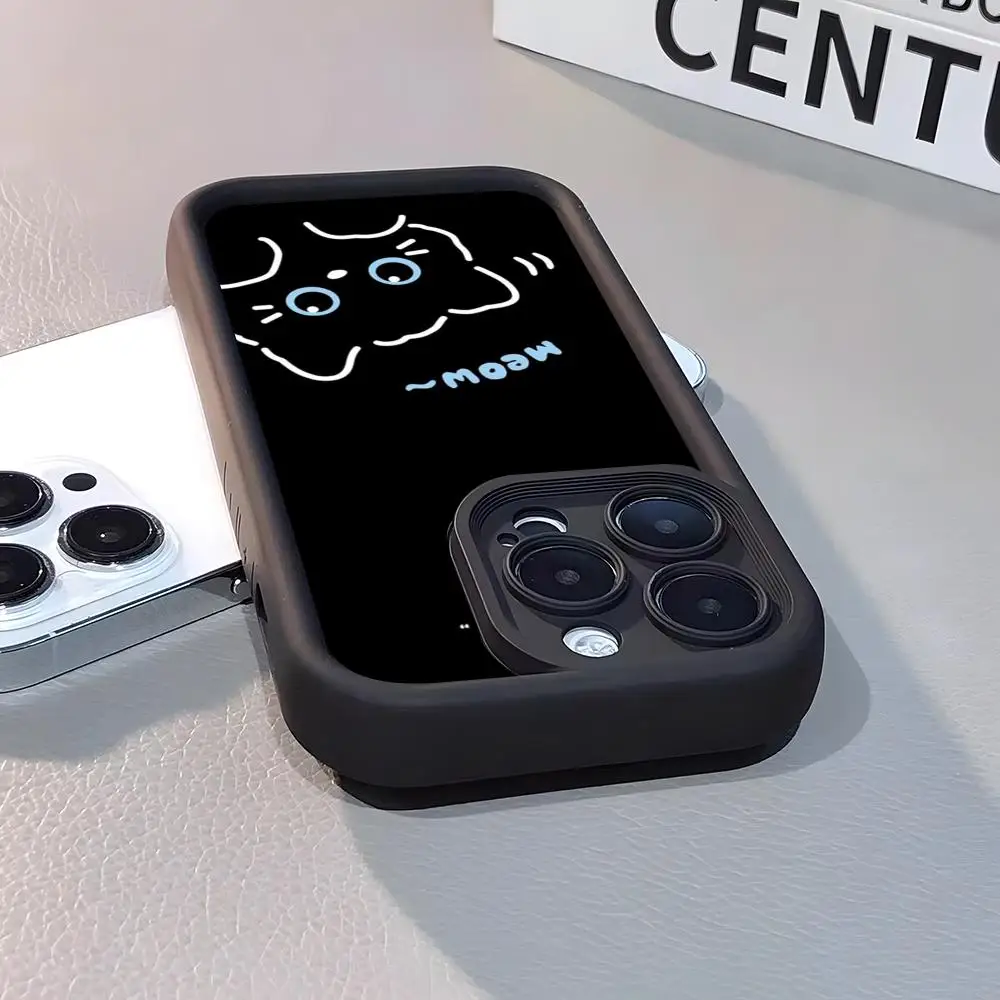 Niedliche Schwarze Katzen-Handyhülle für iPhone Air 17 Pro Max 16 E 15 14 Pro Max 13 12 11 Mini Plus Weiche Silikonhülle