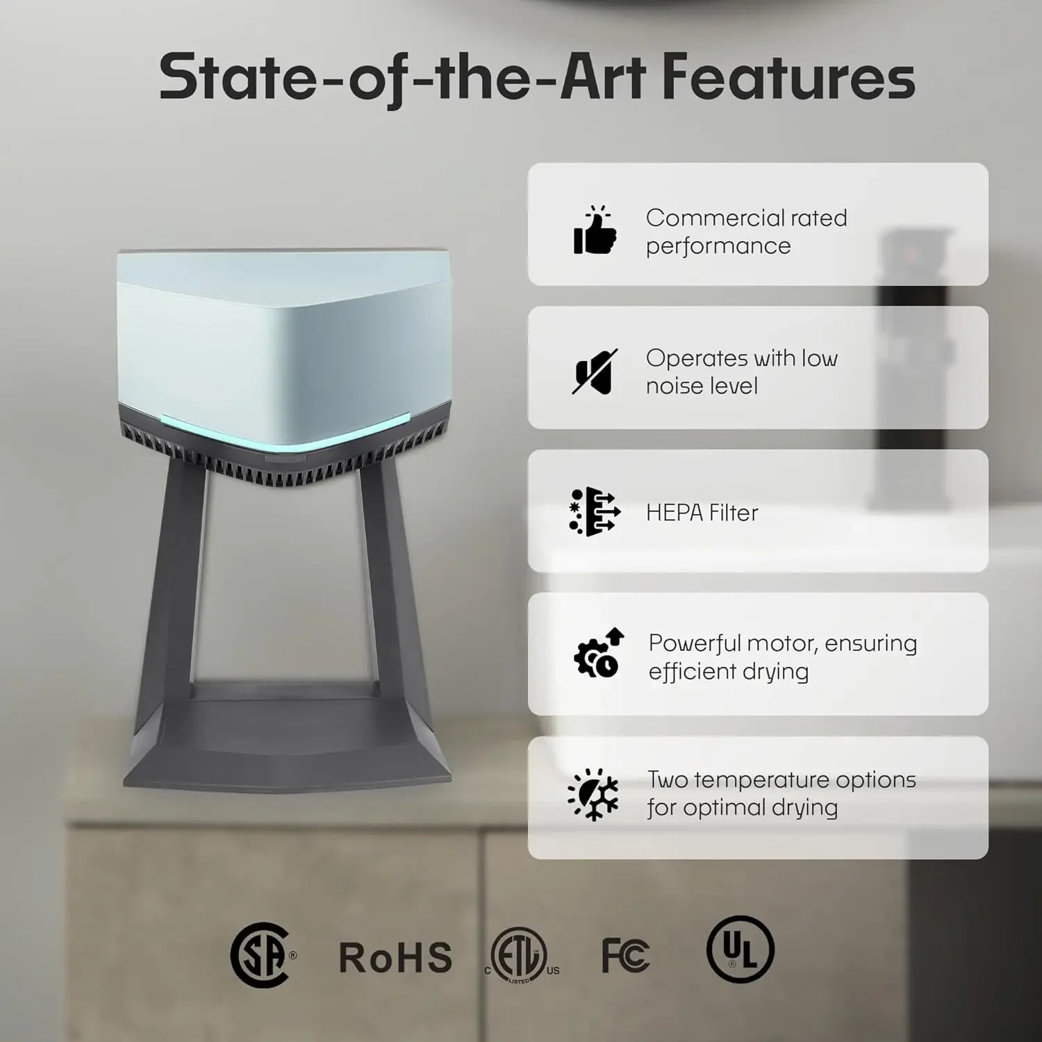 with Accessory Stand & HEPA Filter for Commercial/Residential (Home) Use - Compact, Portable, High Speed, UL/ETL List