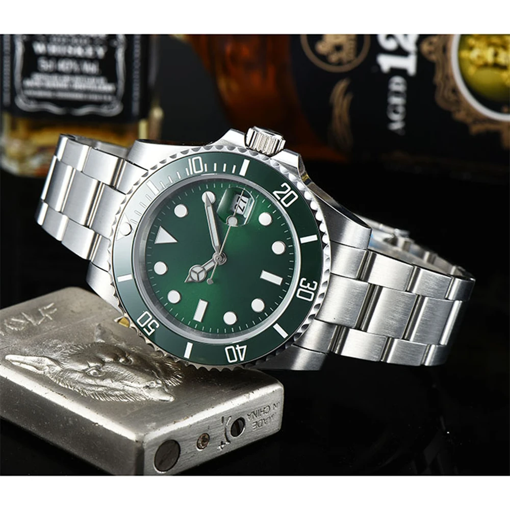 40mm Men's Automatic Mechanical Watch Oyster Band Green SUB Ceramic Bezel/Dial Sapphire Glass Full Automatic Movement ST1612