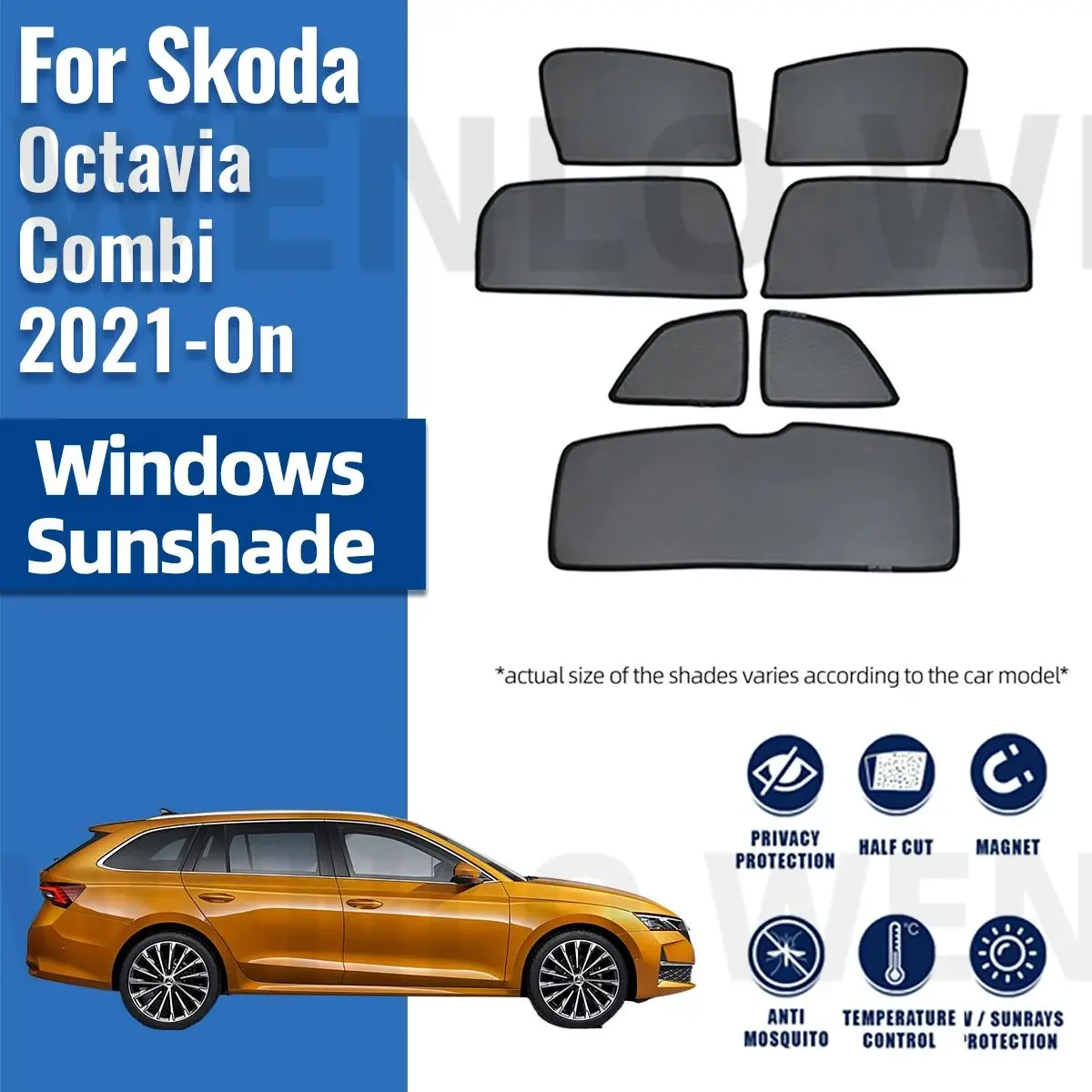 

For Skoda Octavia Combi 2021 2022 2023 2024 Magnetic Car Sunshade Front Windshield Curtain Rear Side Window Sun Shades Shield