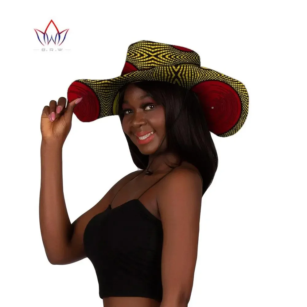 

Women's African Ankara Summer Sun Hat 100% Cotton Colorful Reversible Foldable Wide Brim Fabric Beach Church Party Cap WYB800