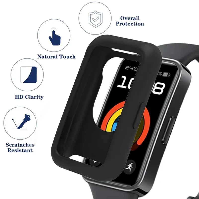 Soft Silicone Protective Case Cover For Huawei Band 10 9 8 Screen Protector Shell Bumper Anti-Scratch Case Shell Watch Accessory