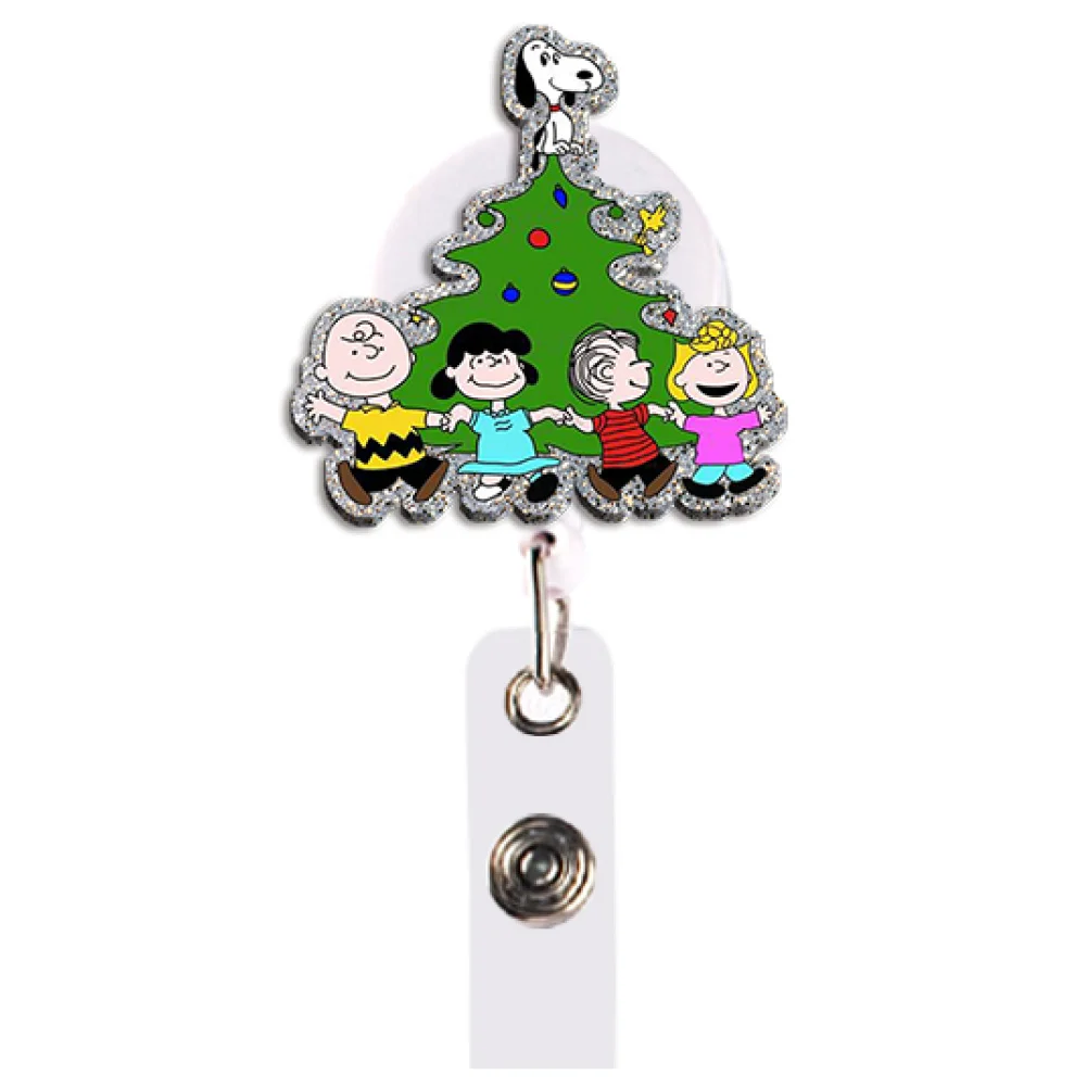 S Dog W Cartoon Color Glitter Acrylic Reel Clip for Card Holder Permit Name Badge with Keychains Student Accessories