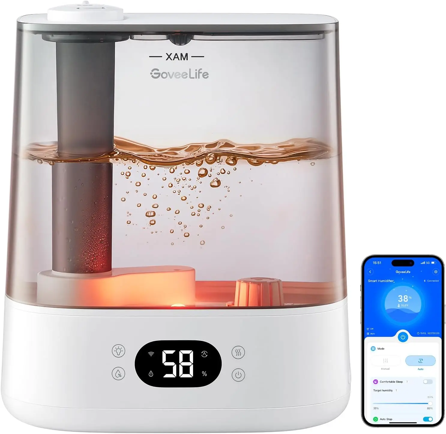 

Smart Humidifier for Large Rooms, 6L Cool Mist with WiFi, Alexa Control, Auto Mode, Quiet 60H Runtime
