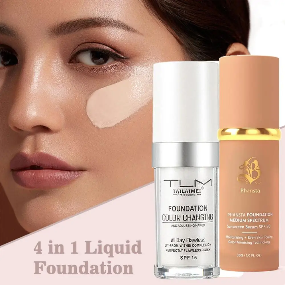 4 In 1 Bionic Color Changing Concealer Foundation Moisturizing Concealing Deep Nourishing Hide Blemish Women Makeup Cosmetics